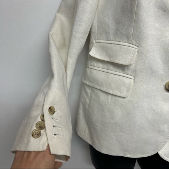 Women's Cream Blazer J.Crew size 4, School boy 100% linen - Picture 2 of 9